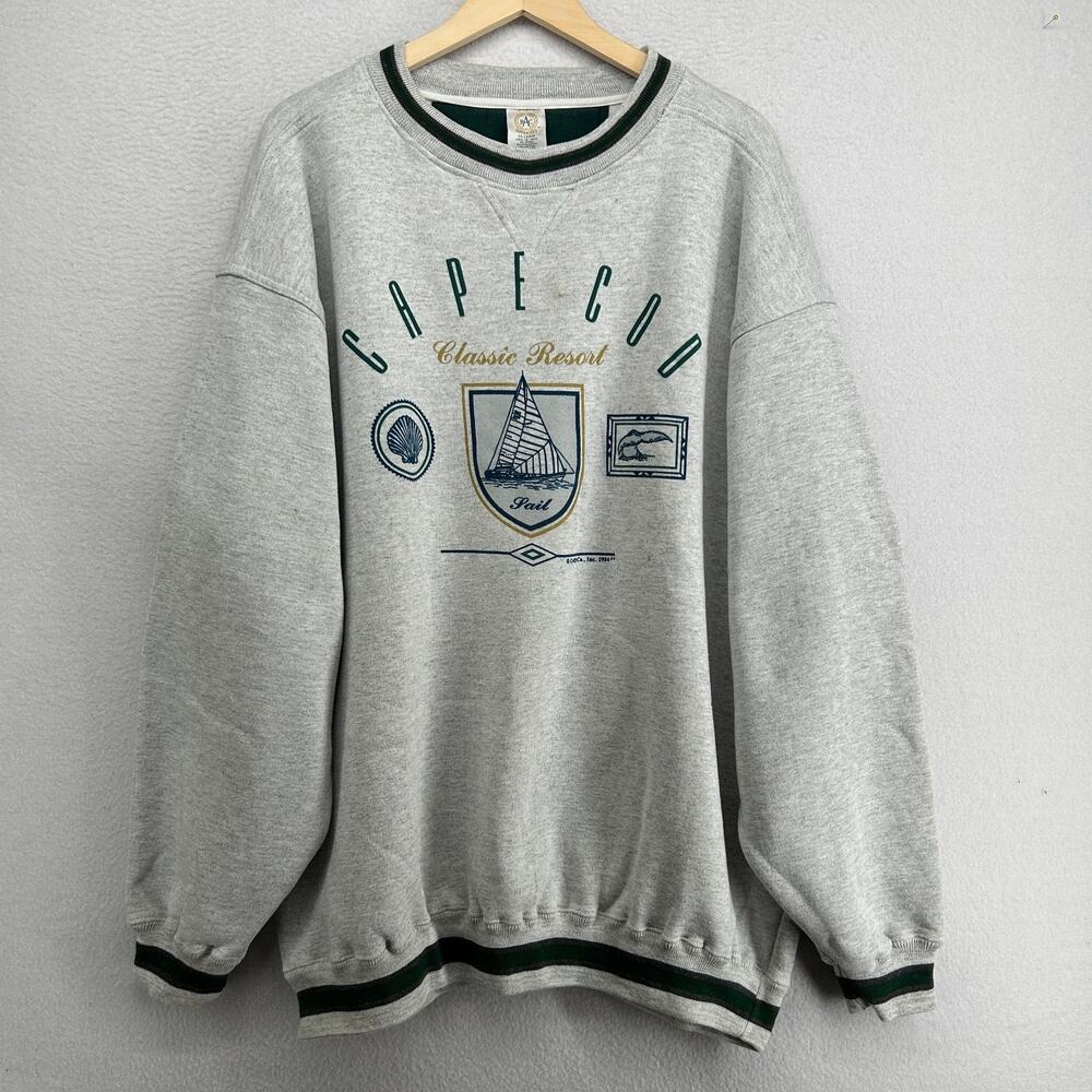 CAPE COD Sweatshirt Mens 2XL Nantucket Marthas Vineyard Chatham 90s Fleece Gray